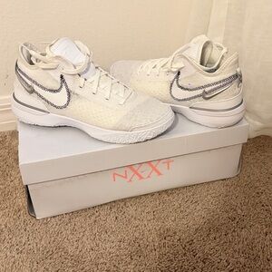 Nike Cream-White Basketball Sneakers with Black Stitched Swoosh